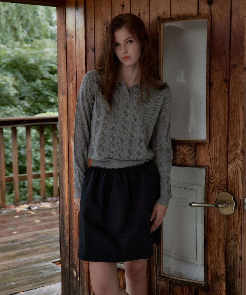 Seutyudioaenpaleukeu Contrast Waist Skirt With Inner Shorts_Navy