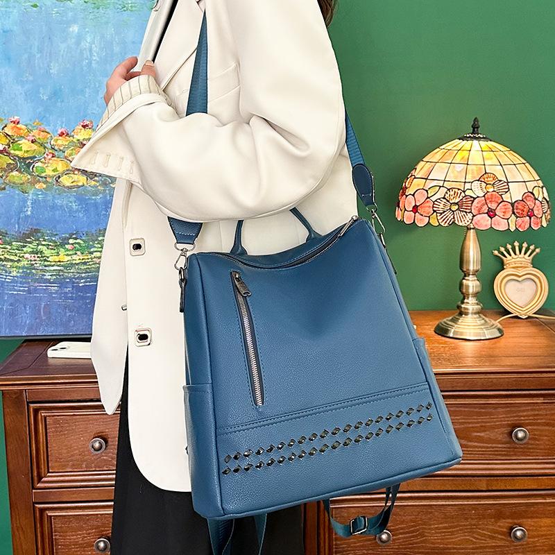 Fashion Anti-theft Shoulder Single Shoulder Backpack for Women's New Style Ins Super Hot Versatile Soft Leather Large Capacity Travel Backpack