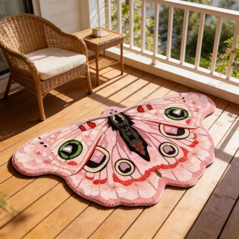 Tapis papillon décor chambre forme irrégulière, tapis de sol salon doux et moelleux, tapis épais en peluche, tapis style français pour salon 50x80cm
