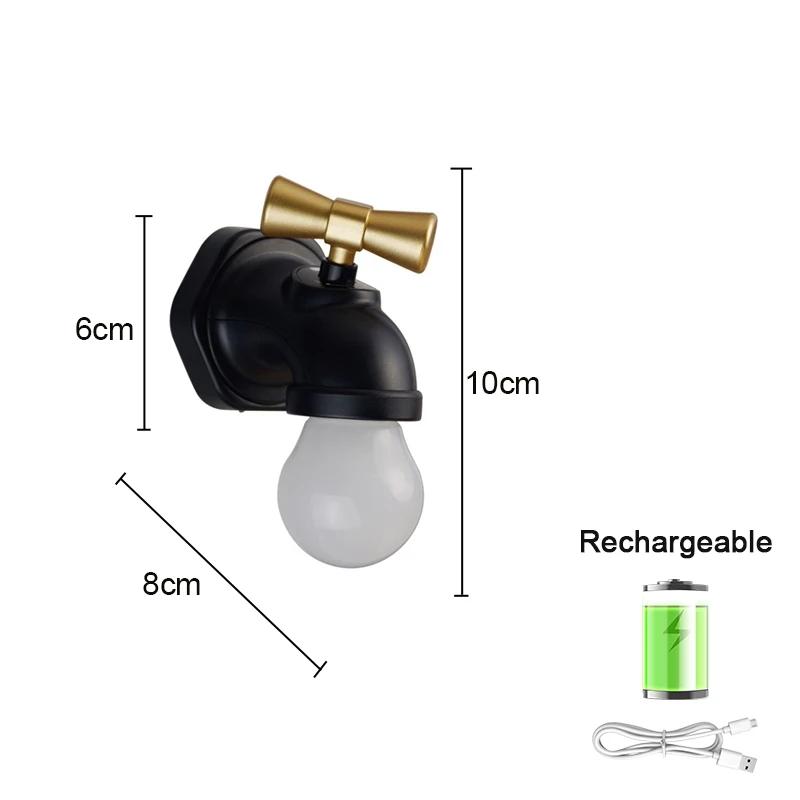 

Novel Lamp Night Light Faucet USB For Home Bedside Rechargeable Room Decor Voice Sensor Light Touch Creativity LED Night Light 1 pc&USB Plug