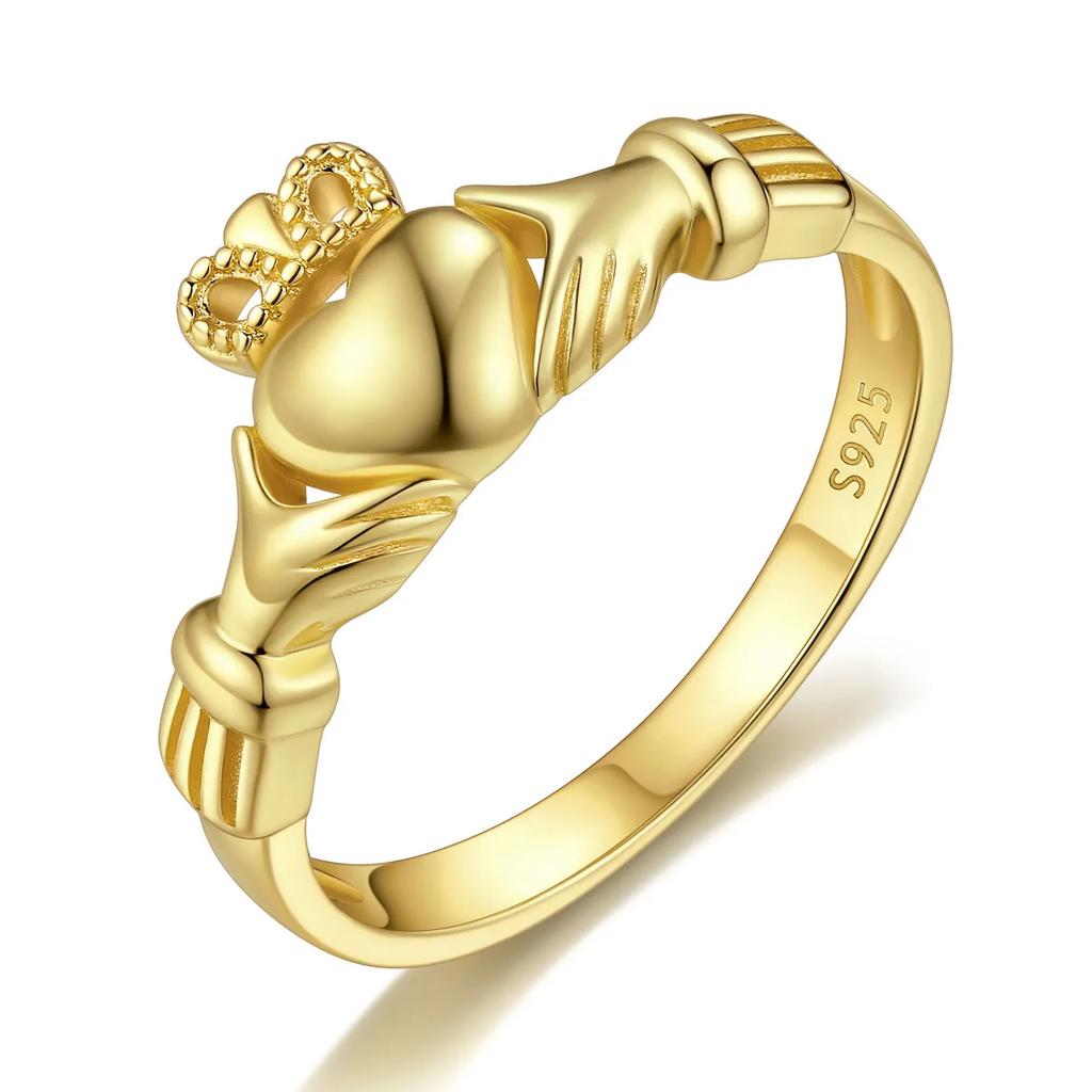 925 Sterling Silver Claddagh Ring for Woman Celtic Knot Eternity Romantic Promise Anniversary Wedding Ring Size 4 -12 Gift