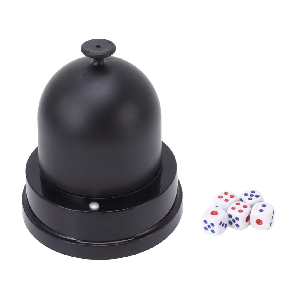 Automatic Dice Roller Cup Battery Powered Pub Bar Party Game Play with 5 Dices for Party Gathering