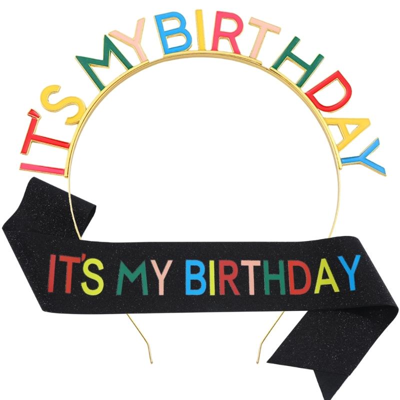 

Multifunctional Hair Hoop Shoulderband Set Holiday Headdress Creative Headwear for Fun Party Photos чорний