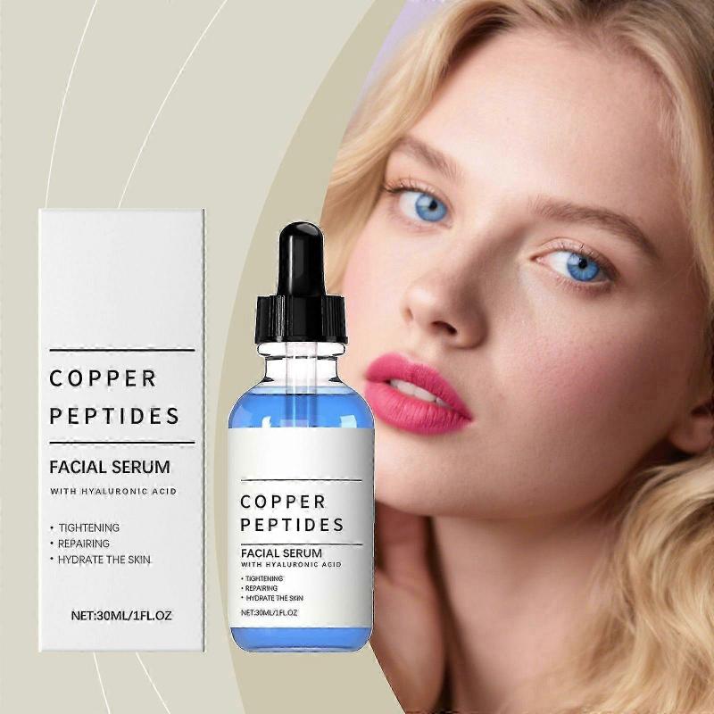 Copper Peptides Face Serum - GHK-Cu & Hyaluronic Acid Anti-Aging Facial Serum for Reduces Fine Lines & Skin Elasticity, Tightening, Repairing, Calming