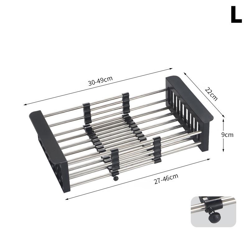 Kitchen Dish Drying Rack Stainless Steel Adjustable Drainer Rack Fruits Vegetable Kitchen Organizer Sink Cleaning Basket Tool