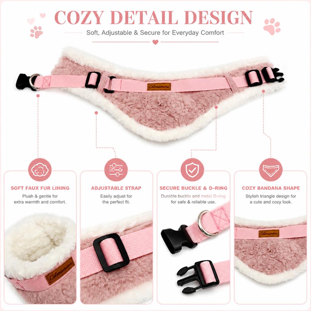 Autumn Winter Plush Pet Triangle Collar Thickened Fleece Lined Leash Available Anti Lost Soft No Choking Dog Scarf Adjustable