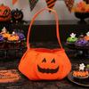 Halloween Gift Bag Pumpkin Candy for Kids, Small Trick or Treat Bucket, Reusable Soft Face Basket with Handle Party Decoration