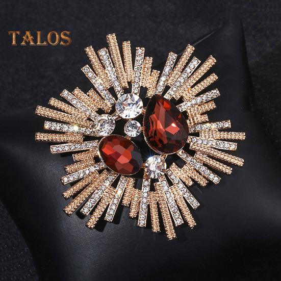 Brooch Flower Shape Unisex Rhinestone Decor Retro Bag Suit Coat Collar Hat Scarf Decoration Clothes Pin Party Prom Bride Wedding Garment Jewelry