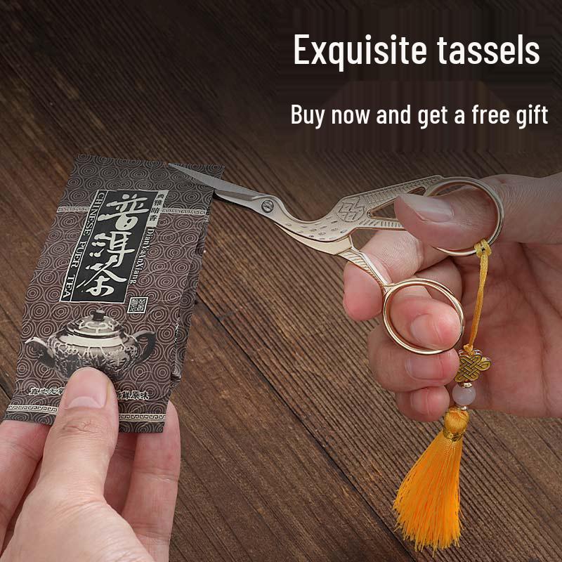 Creative Golden Crane Retro Titanium Scissors for Cross Stitch and Tea Art