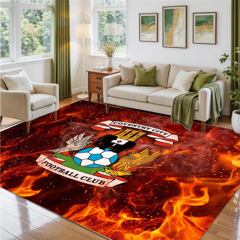 Coventry City Football Design Crystal Velvet Rug Soft Decorative Mat for Bedroom Entrance