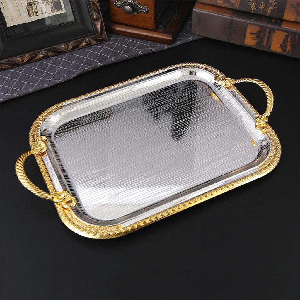 Decorative Serving Tray Coffee Table Bathroom Organizer Vanity Trays with Handles for Dessert
