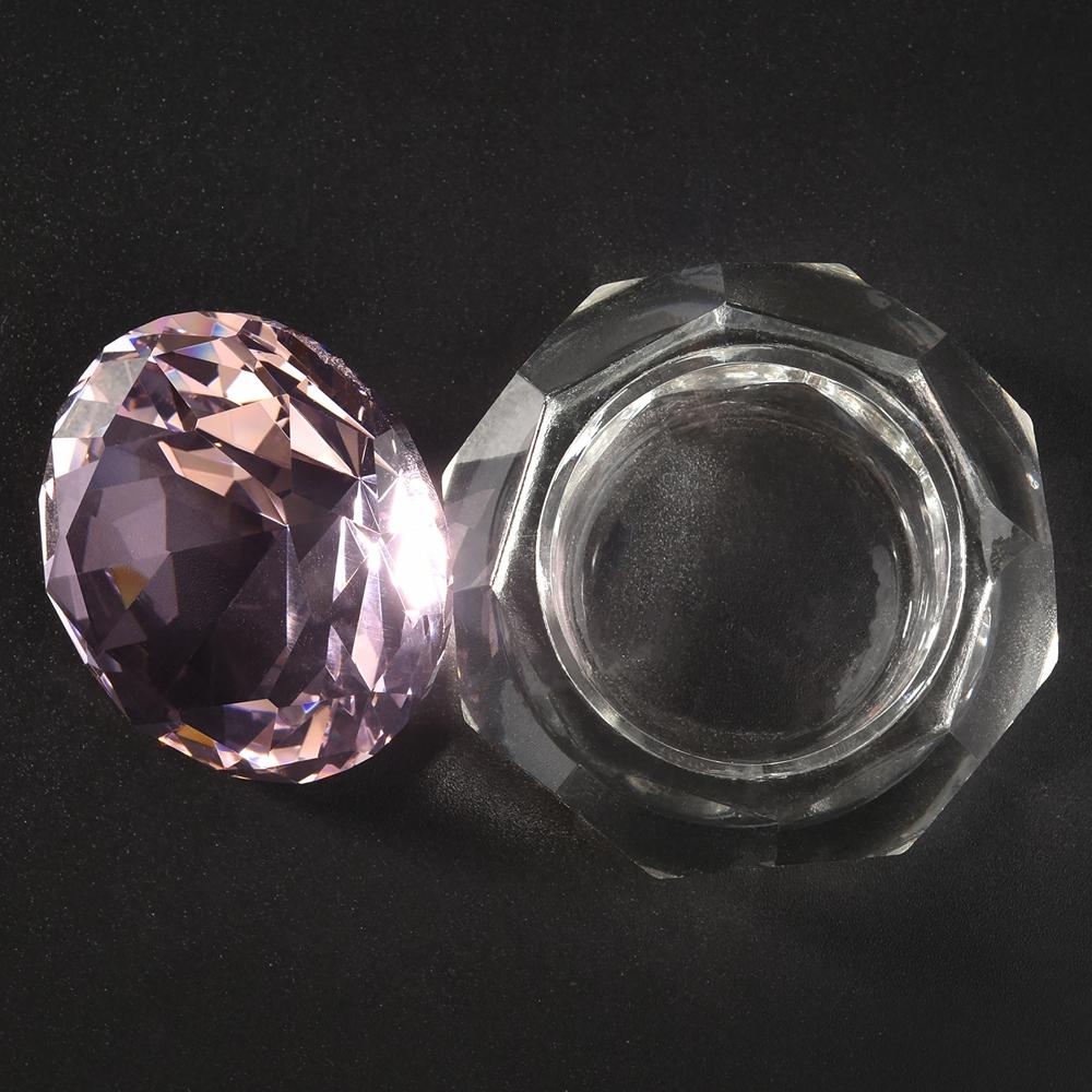 1PC Damiond Shaped Glass Nail Cup Colorful Dappen Dish Lid Cup Holder Equipment Nail Art Tools