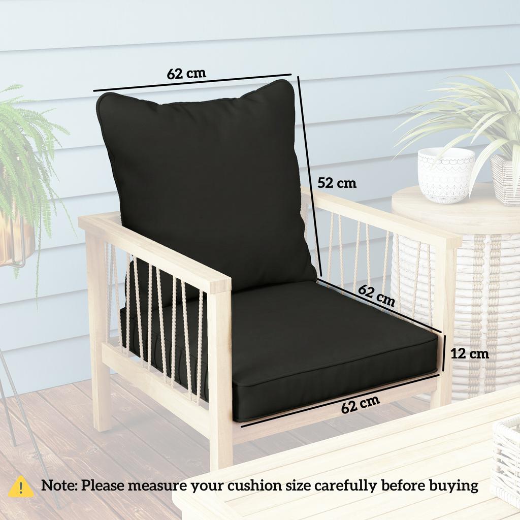 Seat and Back Padded Cushion Set, CUSHION ONLY - Black