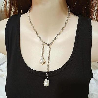 Kadın Modası Basit Kişiselleştirilmiş Kolye Barok İnci Uçlu Kolye Yeni Tasarım Takı Hediye