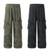 Mens Oversized Cargo Pants With Distressed Wash Effect Loose Straight Leg Trousers Streetwear Casual Wear