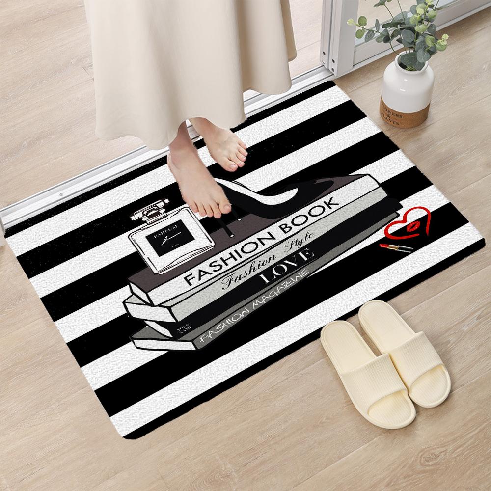 Modern Perfume Cosmetic Pattern Entrance Doormat Carpet Bedroom Decoration Bathroom Rug Home Bath Door Anti-Slip Foot Mat