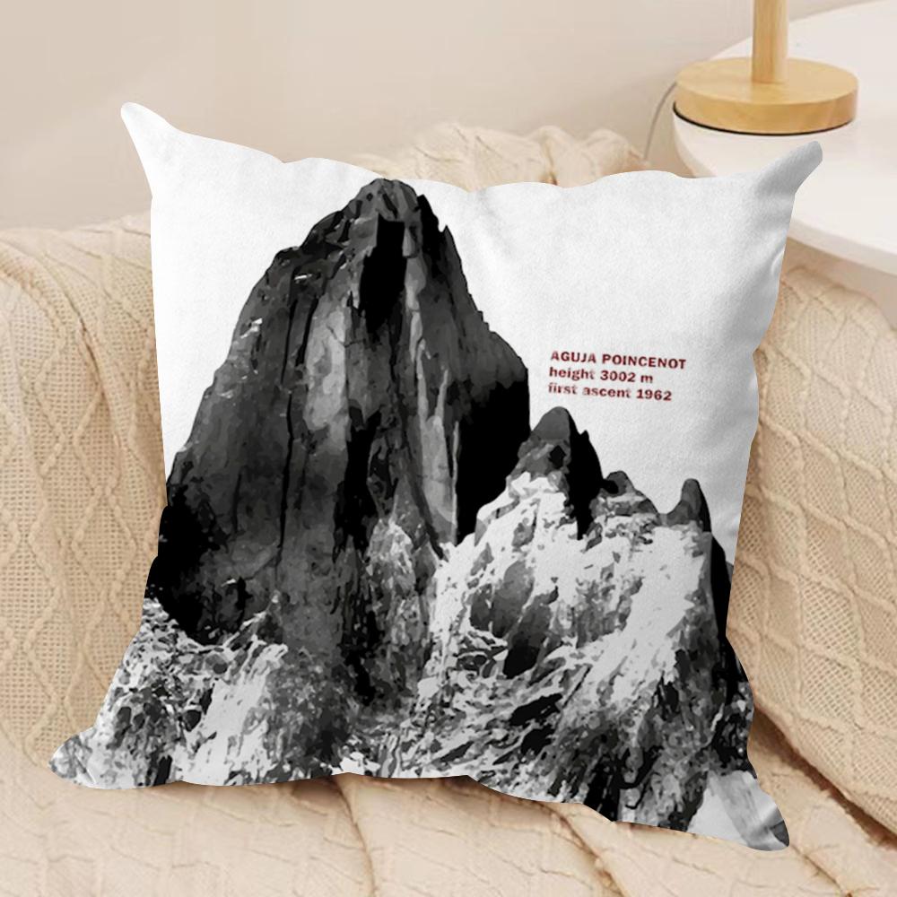 Schneebedeckter Berg Kissenbezug Seidiger Kurzer Plüsch Beidseitig Bedruckter Kissenbezug für Sofa Alle Jahreszeiten Heimdekoration Geschenk
