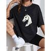 White T Shirt With Horse Head Print For Casual Wear