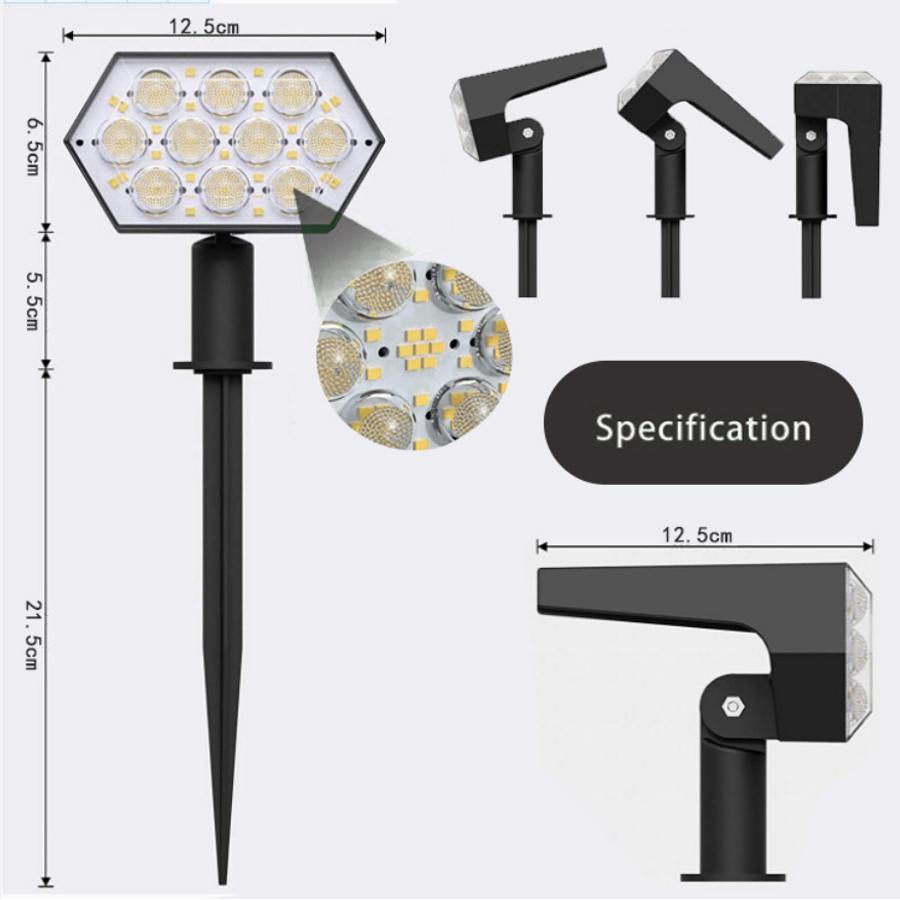 108/92 LED Solar Spotlight Outdoor Waterproof Landscape Light Adjustable Solar Garden Wall Lights Gardens Fence Pathway