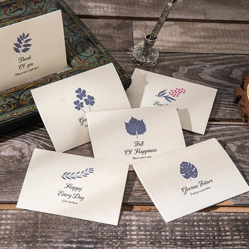 1Pc Message Cards Wedding Party Invitation Greeting Card Envelope Set Birthday Cards With Botanical Patterns