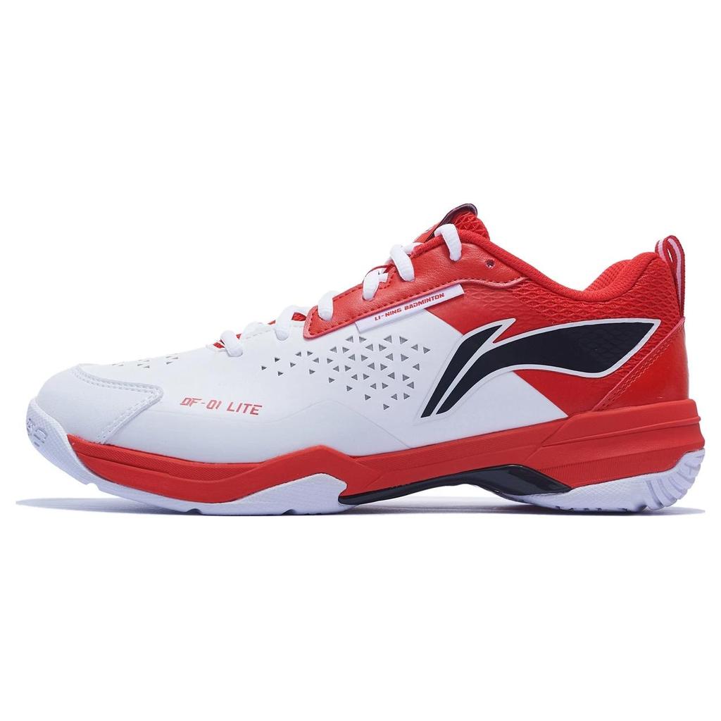 New LiNing Blade LITE Blade Lite Cushioning Anti Slip And Wear Resistant Rebound Low Top Badminton Shoes Unisex White Red AYZT005-4