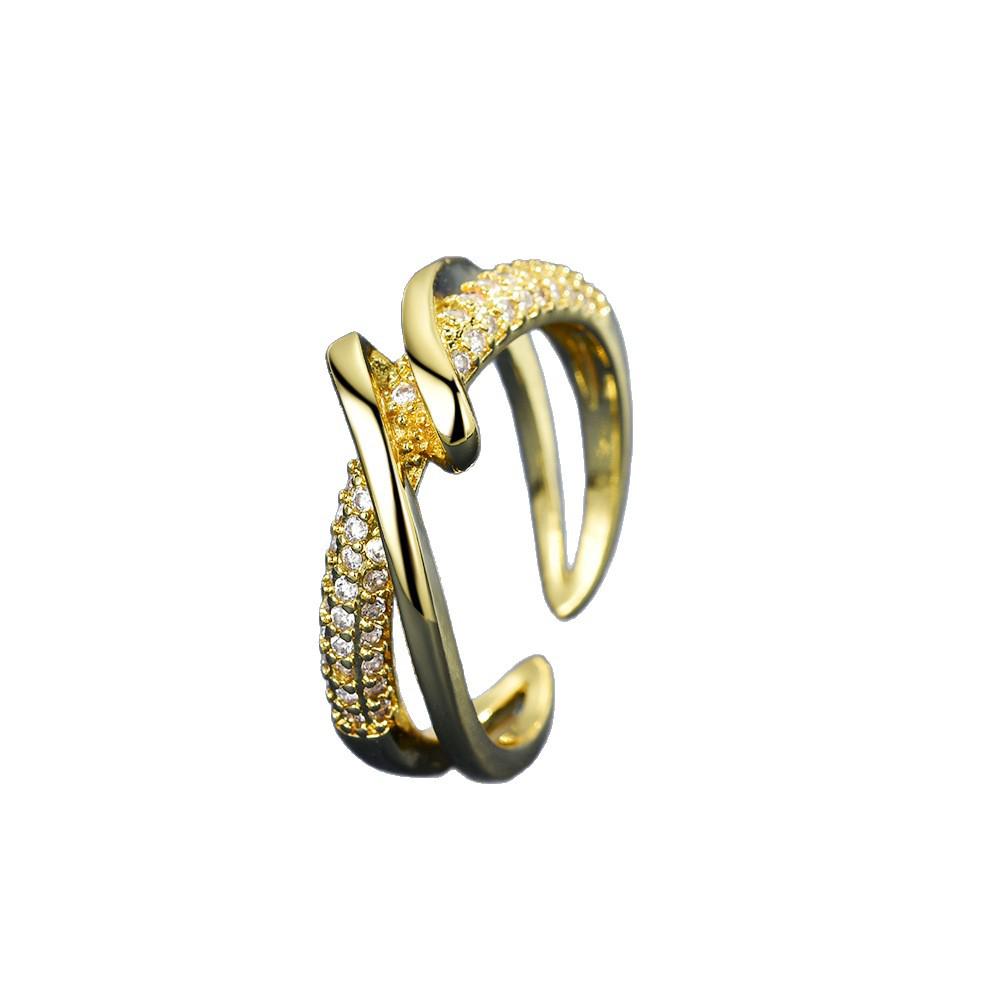Geometric Criss-Cross Wrap Ring: Women's Elegant Cold-Style Design.