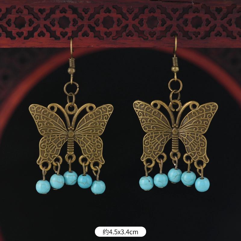 

Ретро серьги с бахромой в виде бабочек, нишевый дизайн, экзотические длинные темпераментные высококлассные серьги для женщин