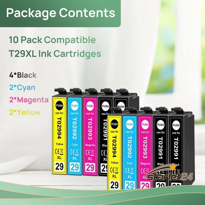 Lot De 10 Cartouches D'Encre 29Xl Compatibles Avec Epson 29Xl Pour Expression Home Xp-235 Xp-245 Xp-342 Xp-332 Xp-352 Xp-345 [J450]