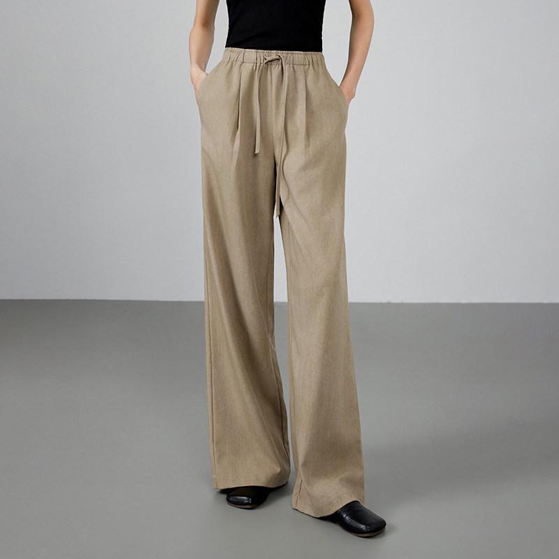 Women s Elastic Waist Drawstring Wide-Leg Casual Pants - Loose, Lightweight, Slimming Fit for Early Spring 2026 Arrival L