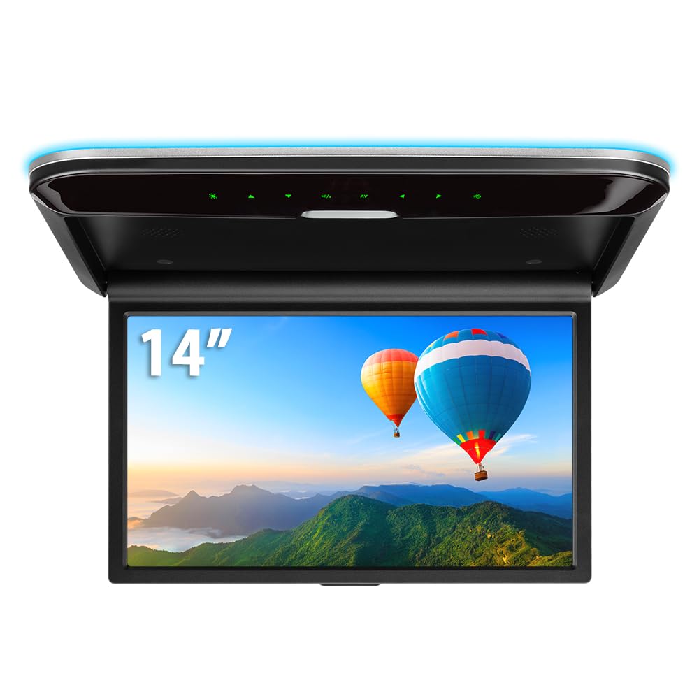 

XTRONS Large 1366x768 and HDMI 1080P Video External Horizontal USB Flip-Down Monitor, 14-inch, Screen, Resolution, Ultra-Thin Lightweight, Input,