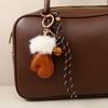 Fashionable PU Small Gloves Bag Pendant Cartoon Car Keychain Tie Bells Weave Ropes Small Gloves Keychain Gift