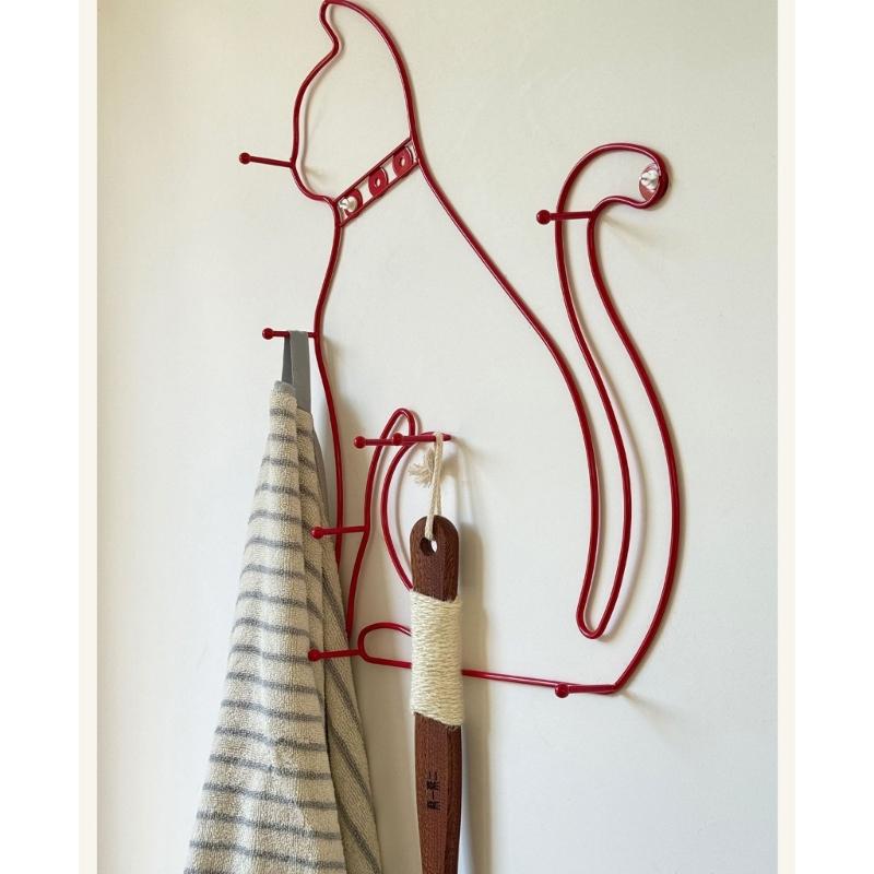 Retro Cartoon Cats Wall Hook Minimalist Design For Home Decors Functional To Hanging Clothes Hats And Bags Durable Iron Materials Suitable For Various