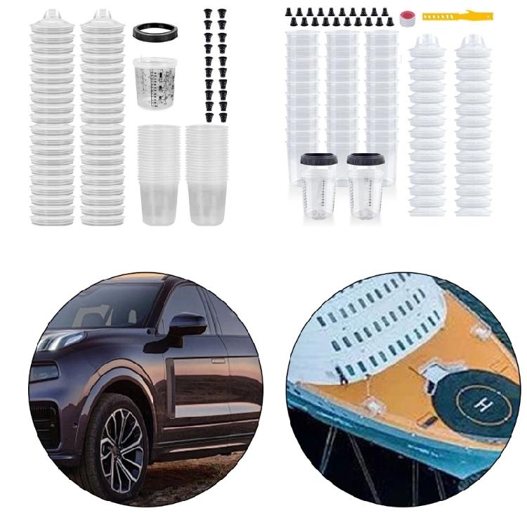 Vasos Desechables para Preparación de Pintura Taza Mezcladora para Pistola de Pintar con Escala de Medición Para Pintura Automotriz Fácil de Usar