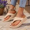 New Women's Platform Sandals Slip-On Thick Sole Mid-Heel Thong Slippers - PVC Breathable Summer Casual Beach Shoes for Daily Wear & Vacations