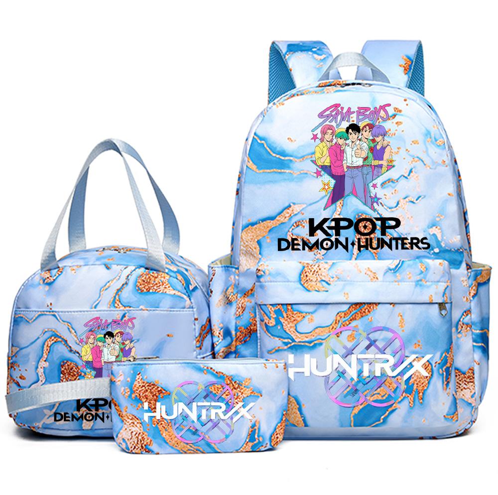 3Pcs/set Anime Demon Hunters Printed Backpack Handbag Pencil Case for Teenager Student Bookbag Schoolbag Women Large Capacity Waterproof Bag