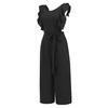 Lace Up Ruffle Sleeveless Women's Solid Color Summer Jumpsuit Straight Trousers