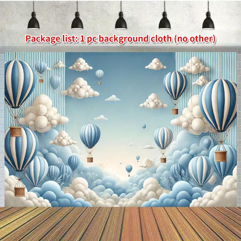 2D Himmel Wolke Heißluftballon Kulisse Junge Geburtstagsparty Foto Hintergrund