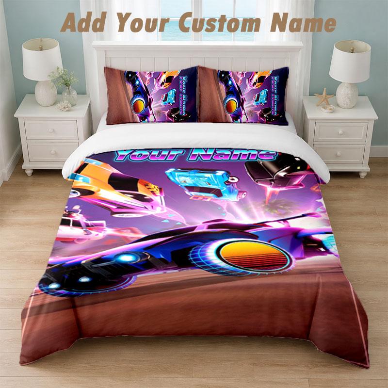 Bettwäsche-Set 1 Bettbezug 2 Kissenbezüge Rocket League Aufdruck Weiche Bettwäsche Schlafzimmer Dekor