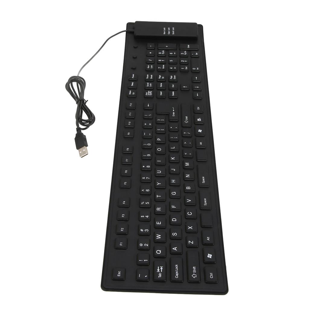 109 Keys Foldable Silicone Keyboard Quiet Waterproof Dustproof USB Wired Flexible Keyboard for Desktop Laptop Home