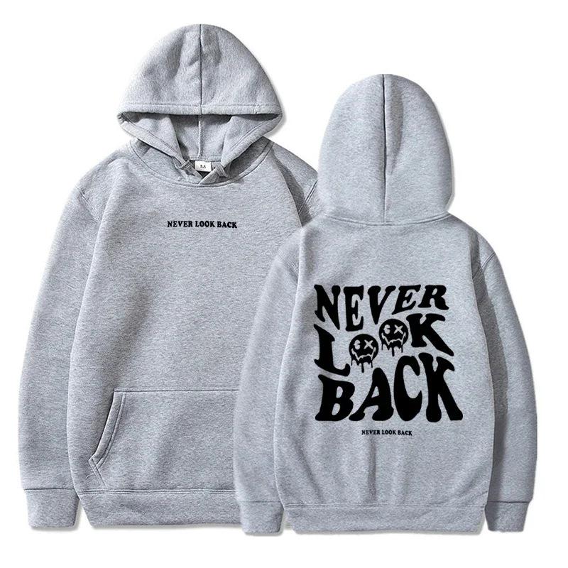 NEVER LOOK BACK Men and Women Fashionable Autumn Winter Fleece Streetwear Tops
