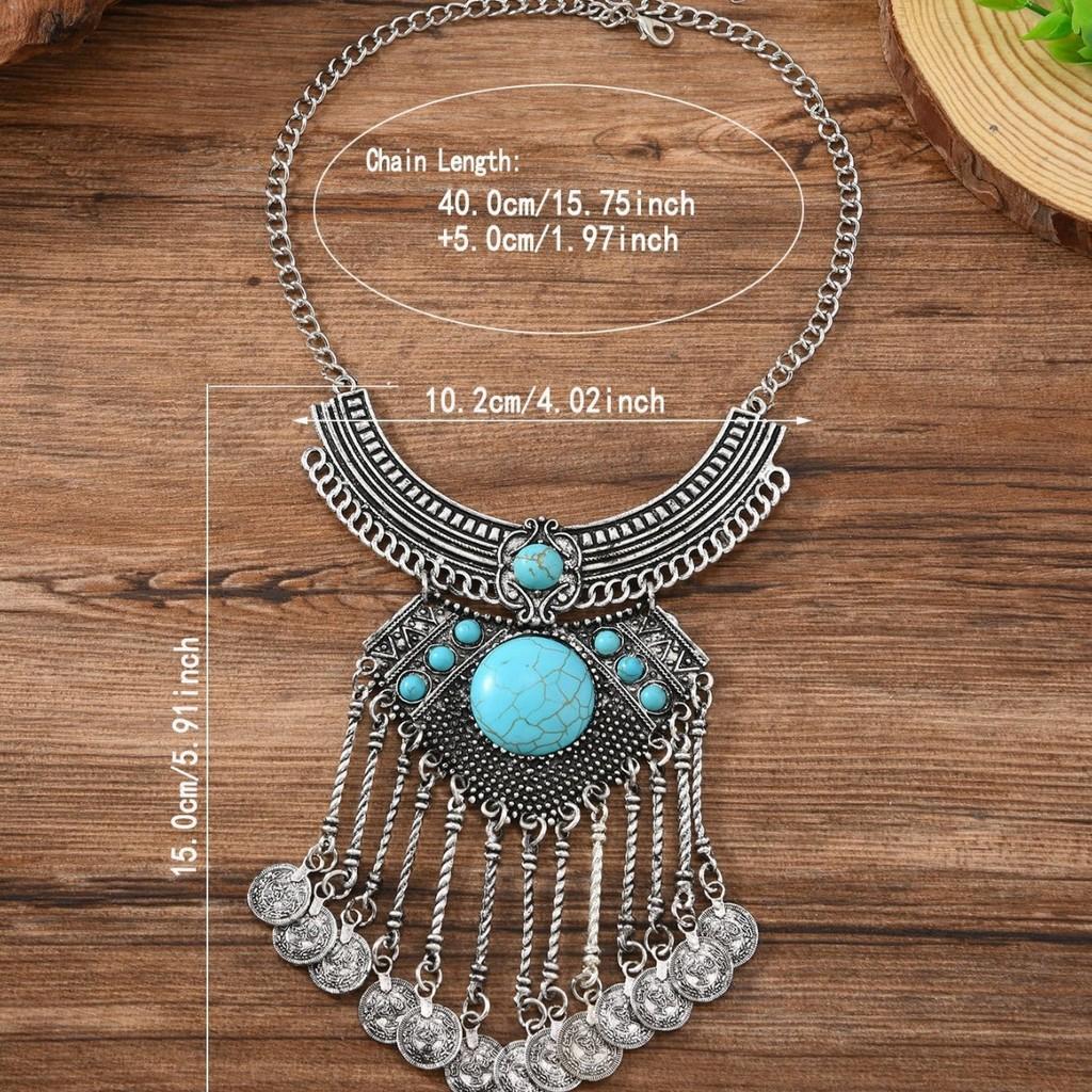 Necklace With Geometric Pattern Zinc Alloy Pendant And Adjustable Chain For Ethnic Fashion