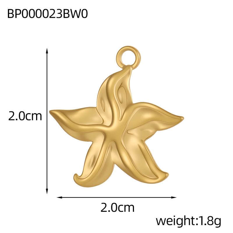 CARLIDANA Hot Selling Summer Fashion Charm Starfish Shell Titanium Steel Plated 18k Gold Color Style Pendant DIY Jewelry
