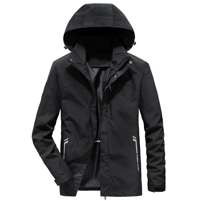 Single Layer Thin Men's Jacket Oversize Hooded Color Blocking Jacket