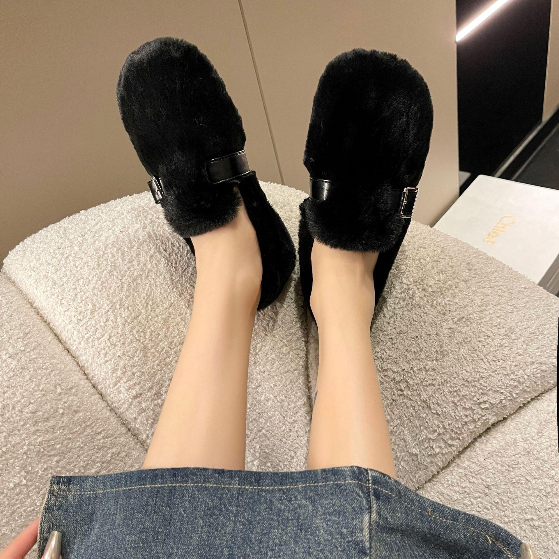 Модные осенне-зимние теплые хлопковые туфли на плоской подошве для женщин новые дизайнерские модные повседневные однотонные туфли с пряжкой на ремне роскошные туфли для женщин 35 3130₽