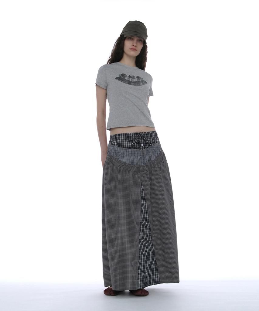 Partimento Woman Multi-Layered Maxi Skirt_Navy Check