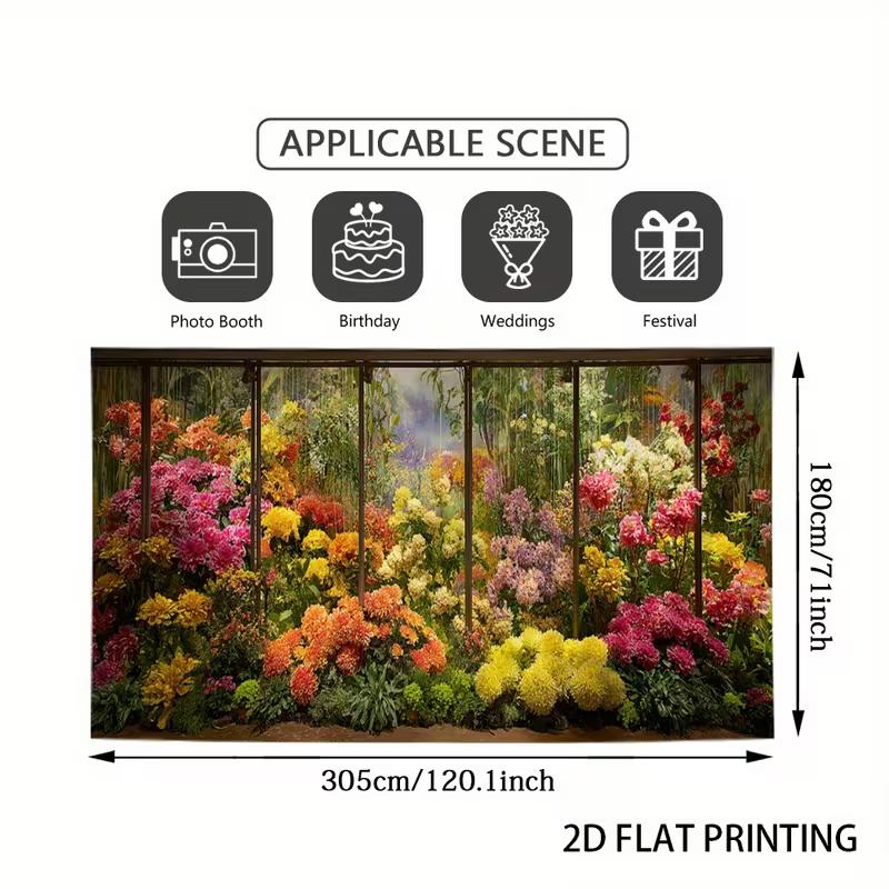 2D Colorful Flower Garden Backdrop for Photo Booth & Party Decor