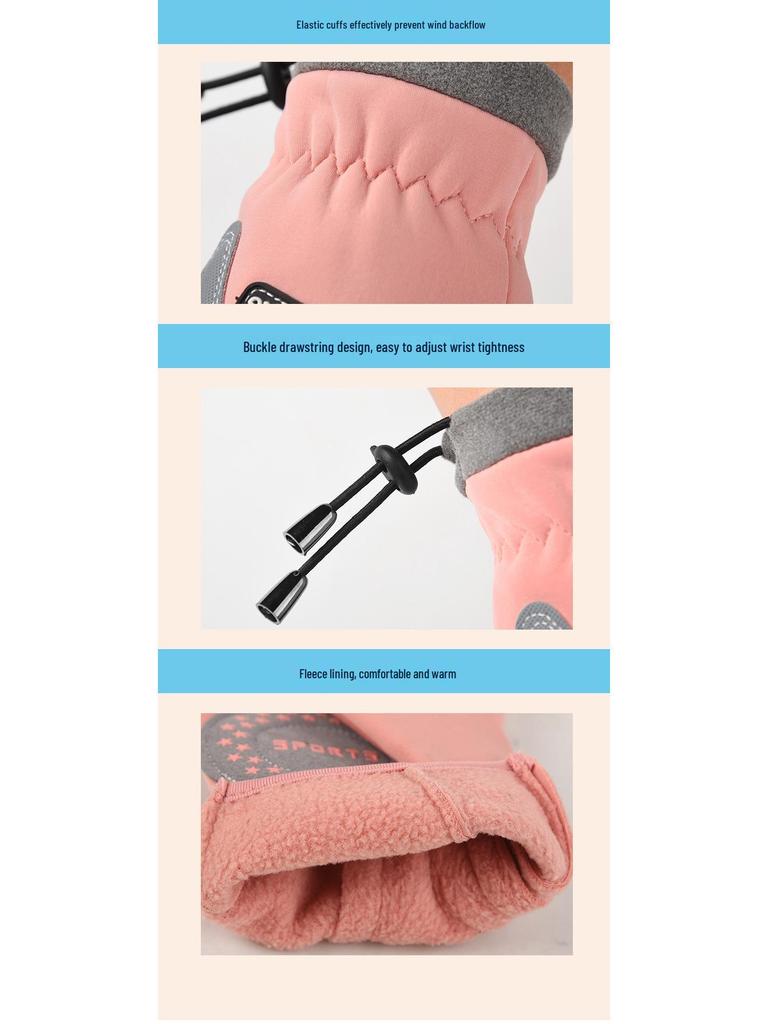 Kids' Fleece-Lined Winter Gloves: Warm, Non-Slip for Outdoor Cycling, Boys & Girls