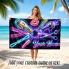 Barber Salon Theme Quick Dry Beach Towel Custom Name Text Print Large Sand Resistant Towel Beach Vacation