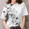 Summer Round Neck 3D Butterfly Flower Pattern Print Top Fashionable Casual Short Sleeved Women's T-shirts