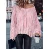Women's Long Sleeve V-Neck Tassel Sweater, Fashionable Casual Pullover